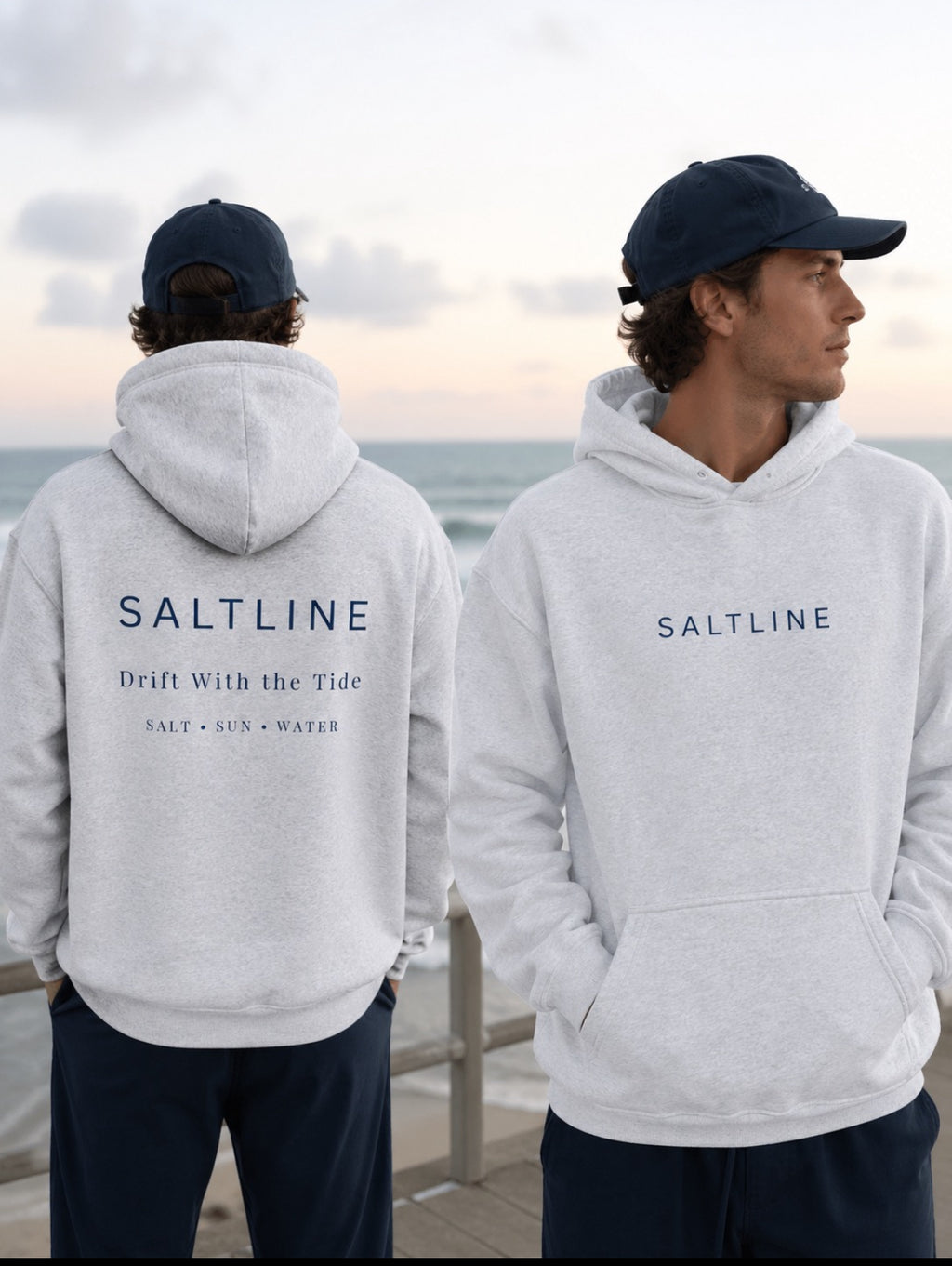 SALTLINE SIGNATURE HOODIE-Light Heather Grey